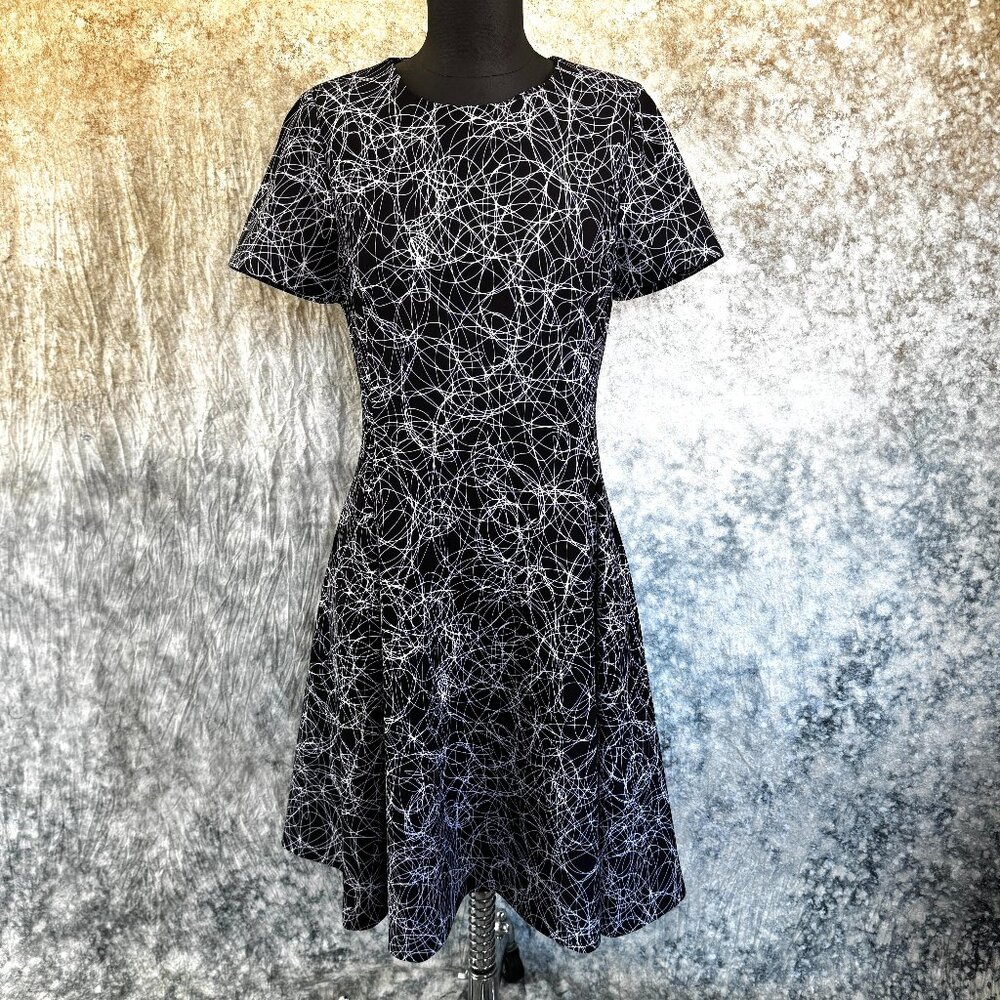 DKNY Black & Whie Scribble Print Dress - 6